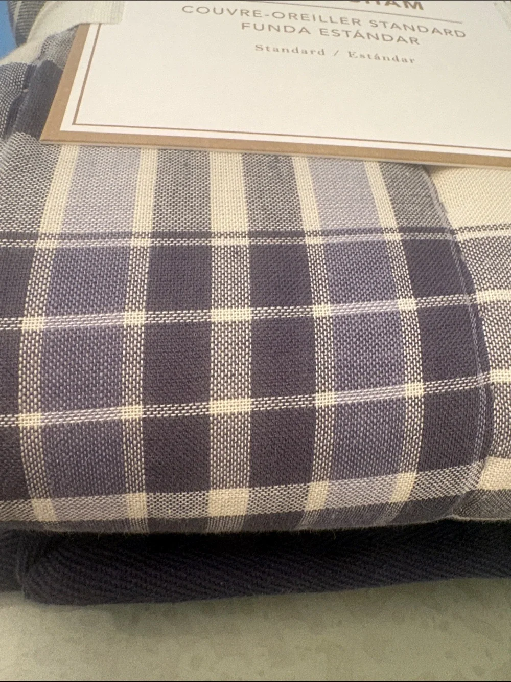 Pottery Barn Teen Julian Plaid Quilted Sham - Blue & Cream Plaid